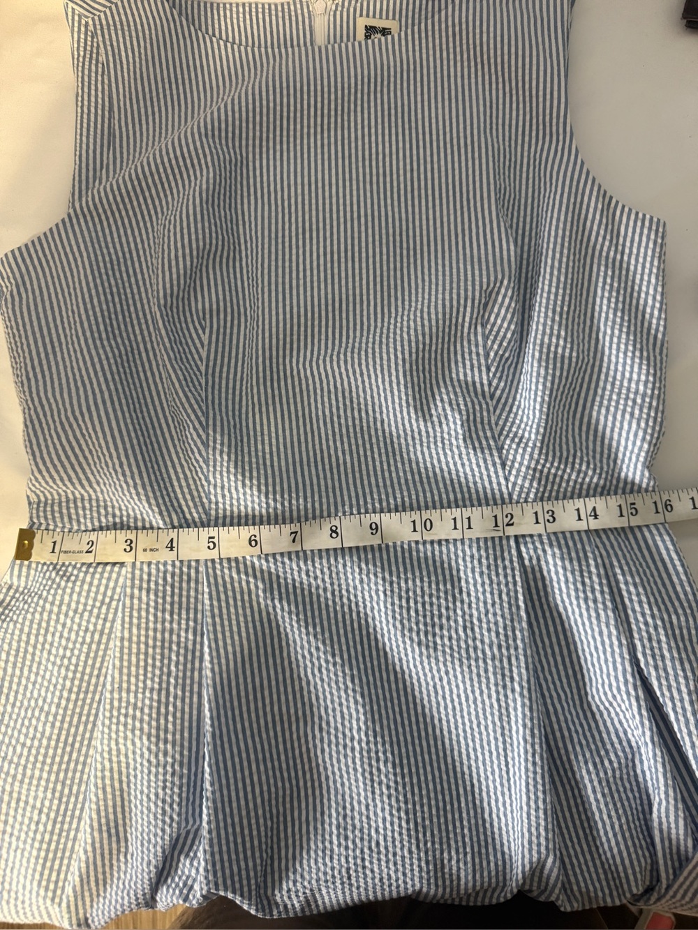 Anne Klein Blue White Seersucker Dress Size 8 Sleeveless Fit & Flare - Picture 9 of 9